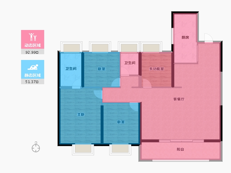 湖北省-武汉市-远洋东方境世界观-131.02-户型库-动静分区