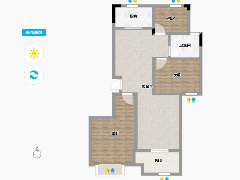 浙江省-湖州市-景都天鹅湾-86.21-户型库-采光通风