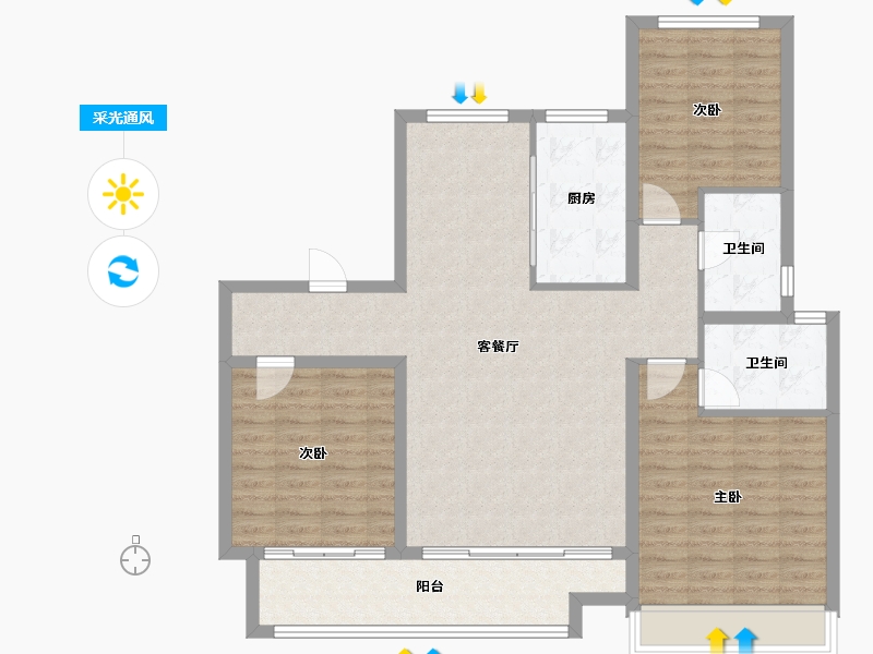 山西省-晋中市-金汇海·御珑轩-110.26-户型库-采光通风