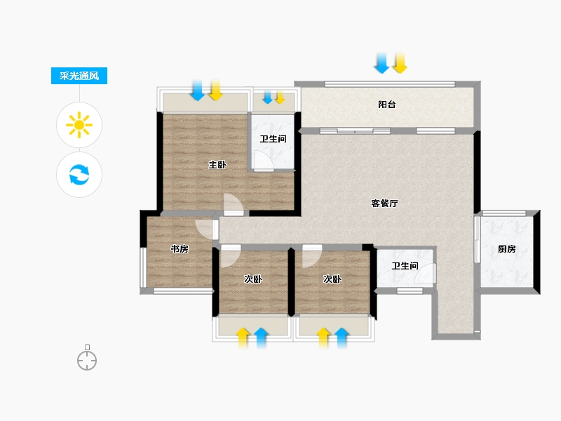 四川省-达州市-中迪·绥定府-100.77-户型库-采光通风