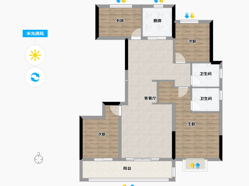 浙江省-宁波市-越秀·悦见云庭-106.40-户型库-采光通风