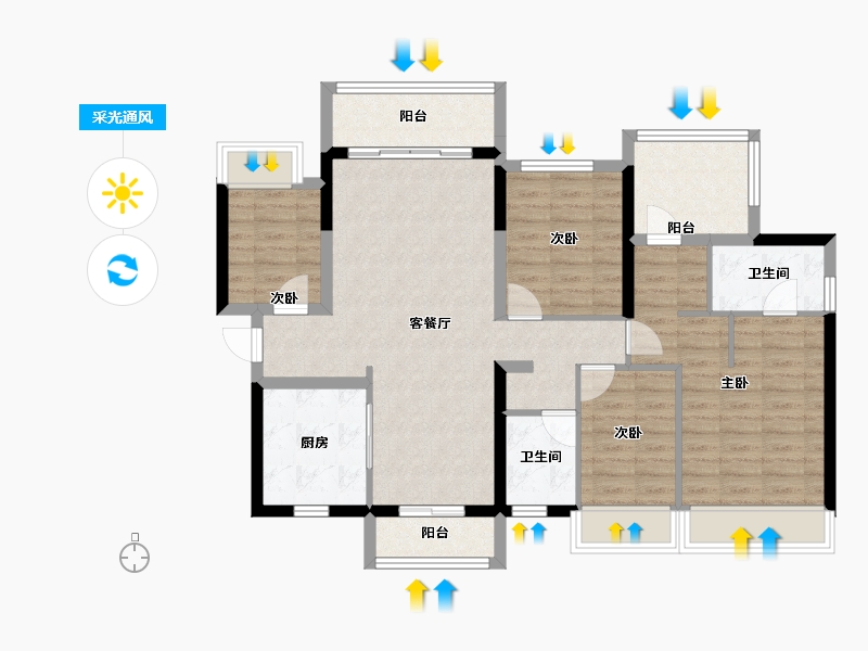 广西壮族自治区-柳州市-华润万象府-103.44-户型库-采光通风