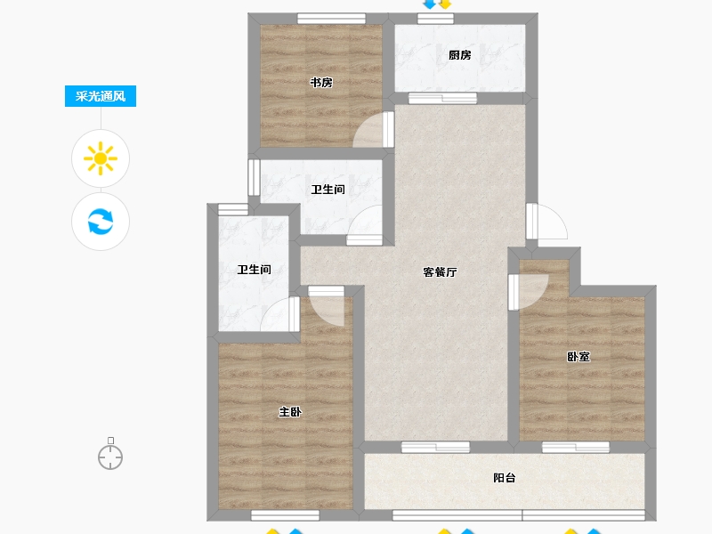 浙江省-湖州市-蓝城桂语兰庭-75.23-户型库-采光通风