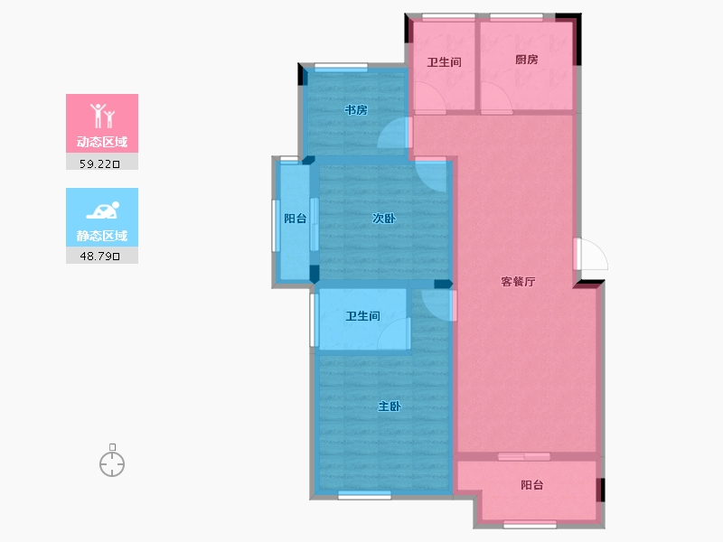 浙江省-湖州市-景都天鹅湾-96.56-户型库-动静分区