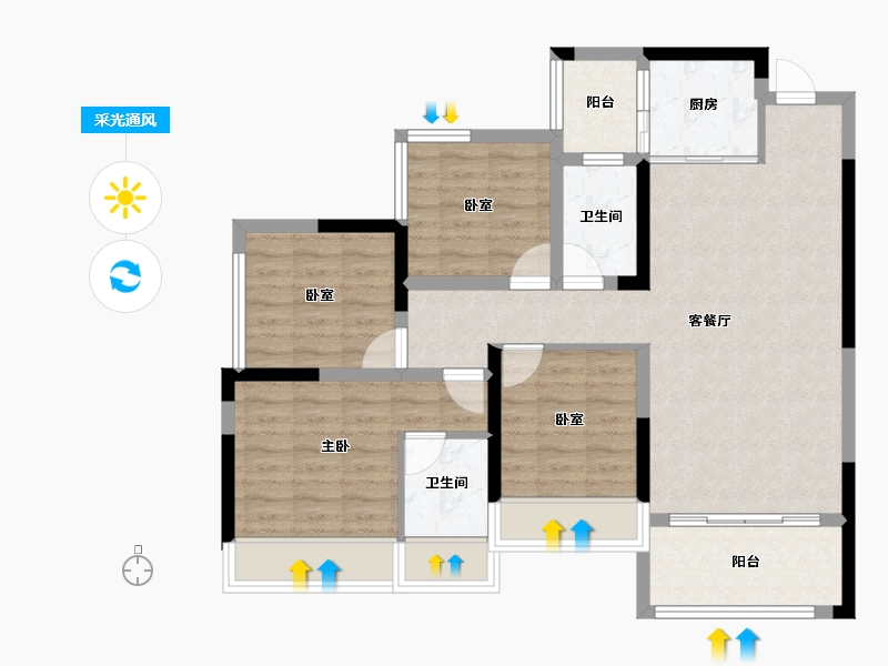 四川省-达州市-中迪·绥定府-89.07-户型库-采光通风