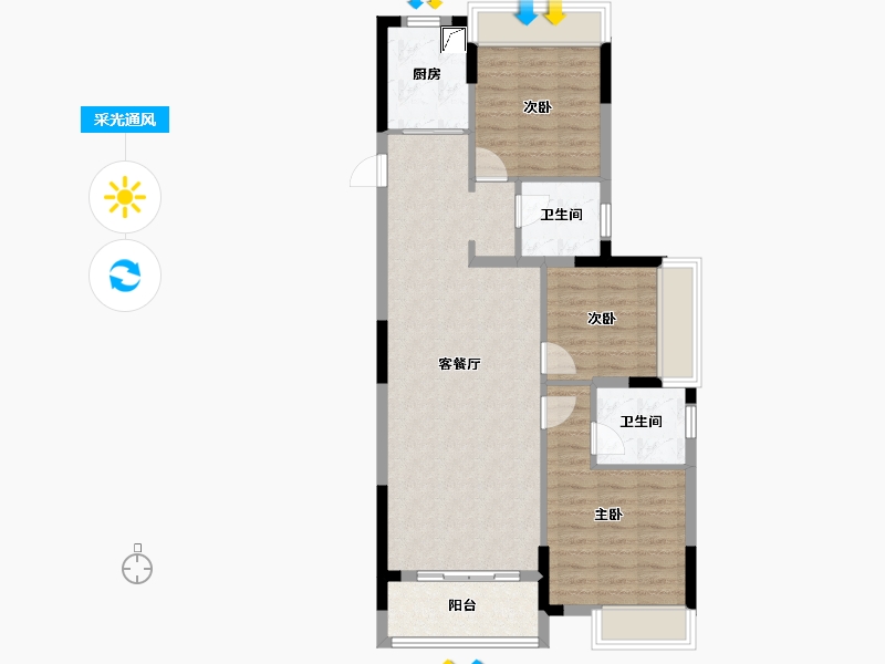 浙江省-湖州市-华纺湖誉府-84.80-户型库-采光通风