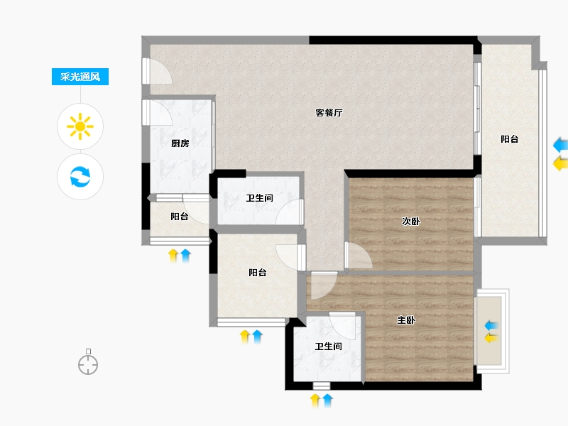 广西壮族自治区-贺州市-金源麒麟广场-91.37-户型库-采光通风