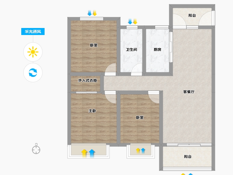 浙江省-湖州市-诚悦府-86.34-户型库-采光通风