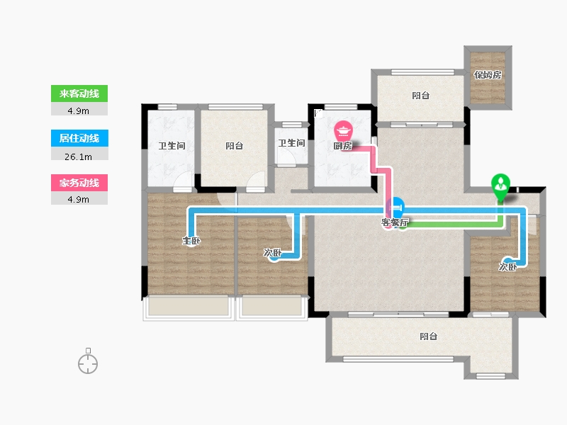 安徽省-滁州市-北京城房时代印-130.41-户型库-动静线