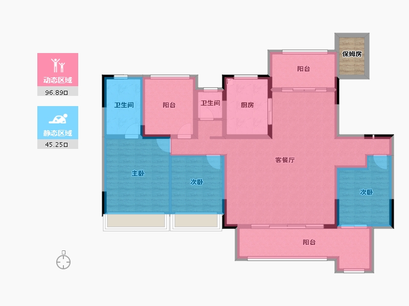 安徽省-滁州市-北京城房时代印-130.41-户型库-动静分区