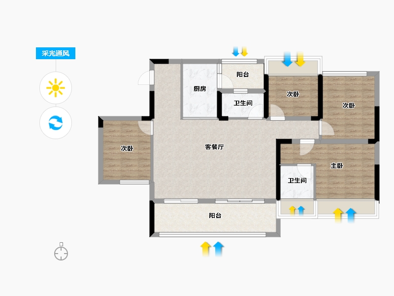 四川省-达州市-中迪·绥定府-101.43-户型库-采光通风