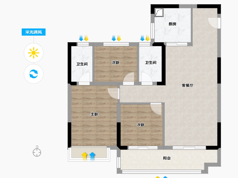 浙江省-湖州市-德信碧桂园浔宸府-89.61-户型库-采光通风