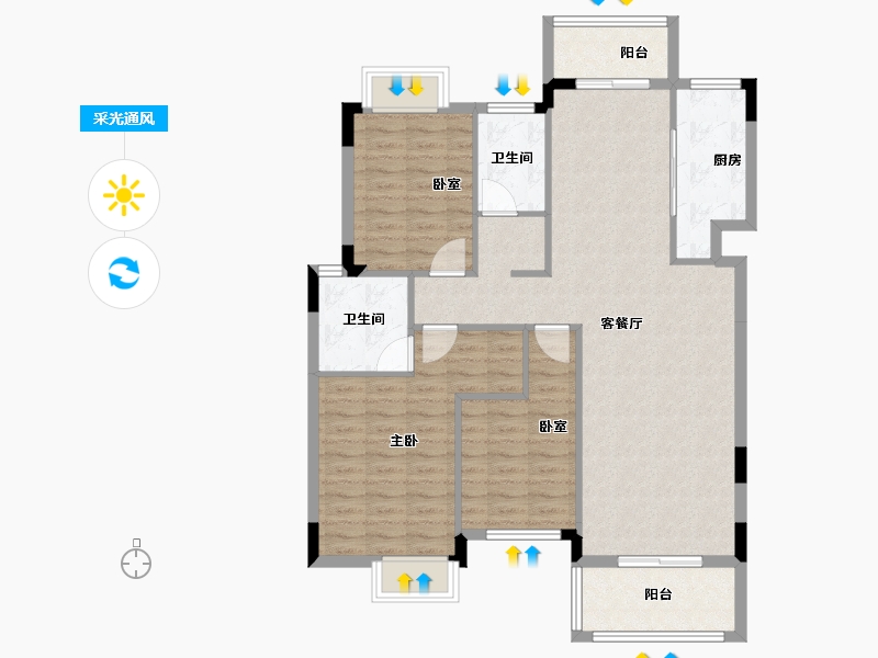 湖北省-宜昌市-映象江南-106.40-户型库-采光通风