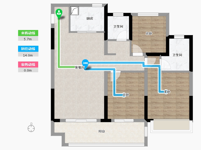 浙江省-湖州市-吴越豫园-89.60-户型库-动静线