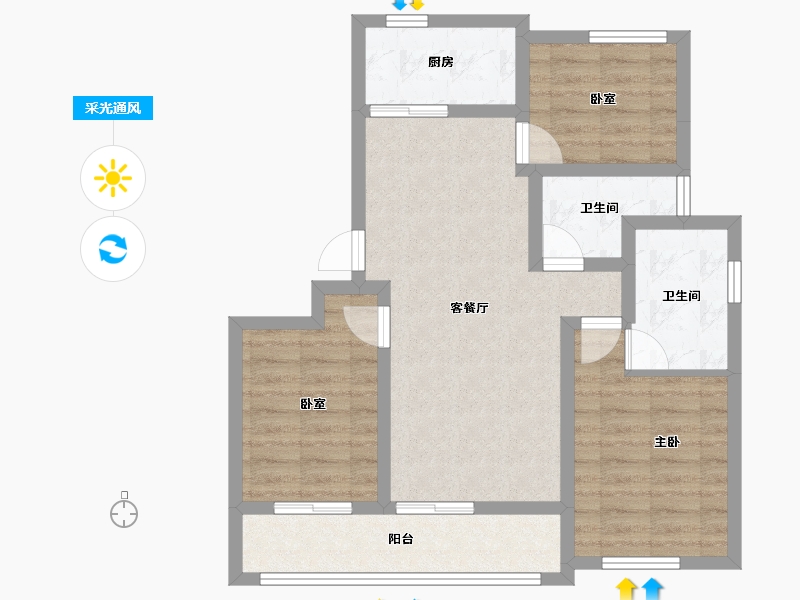 浙江省-湖州市-蓝城桂语兰庭-73.55-户型库-采光通风