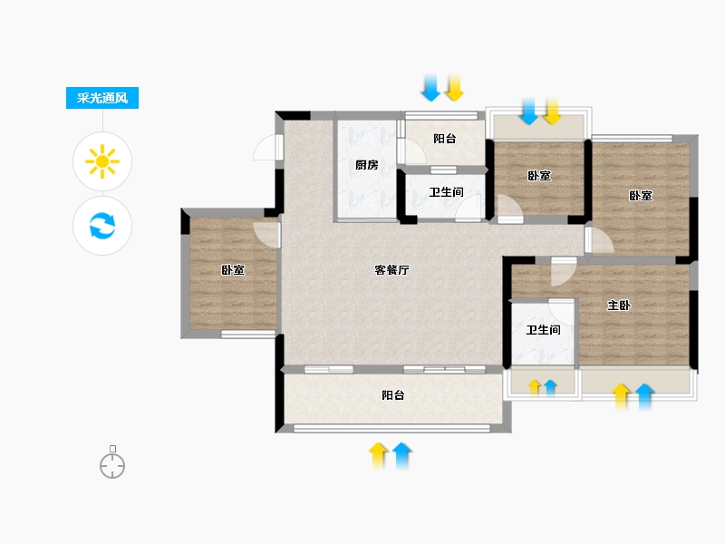 四川省-达州市-中迪·绥定府-103.05-户型库-采光通风