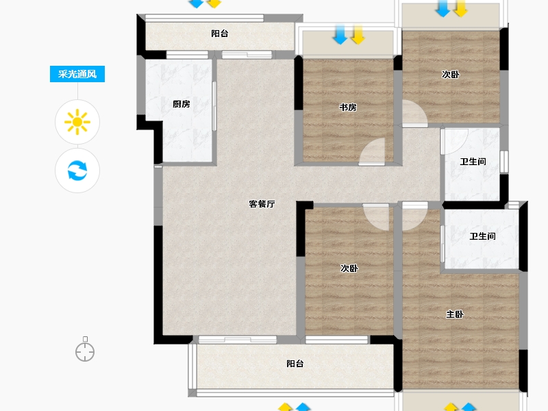 四川省-成都市-嘉合凤凰岛-104.07-户型库-采光通风