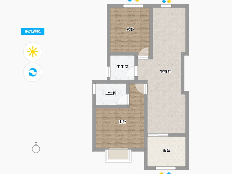 浙江省-湖州市-香溪丽舍丽园-63.83-户型库-采光通风