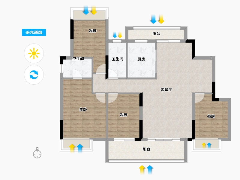 广西壮族自治区-贺州市-悦城·富江壹號-114.57-户型库-采光通风