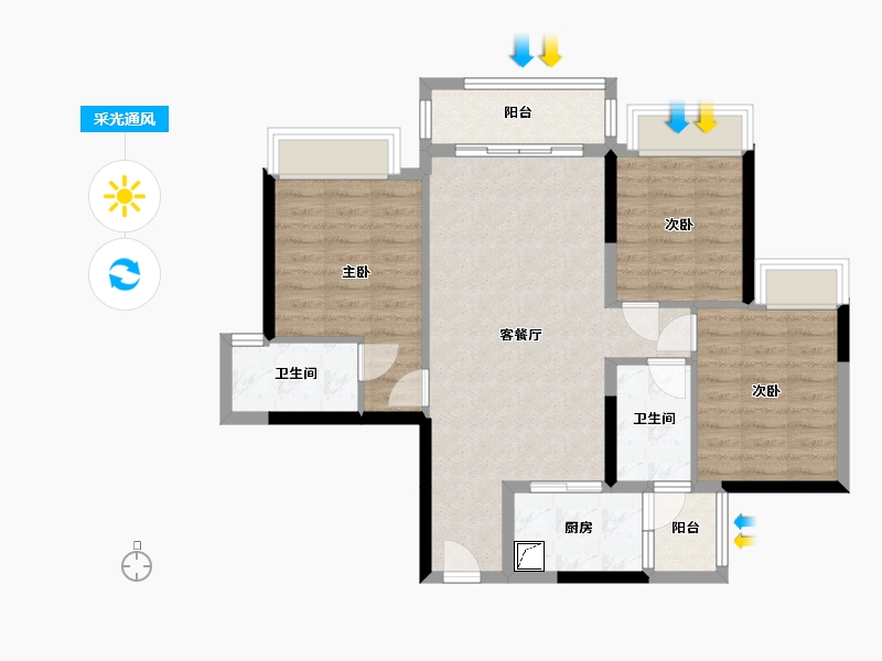 广东省-清远市-城市花园富康苑-80.00-户型库-采光通风