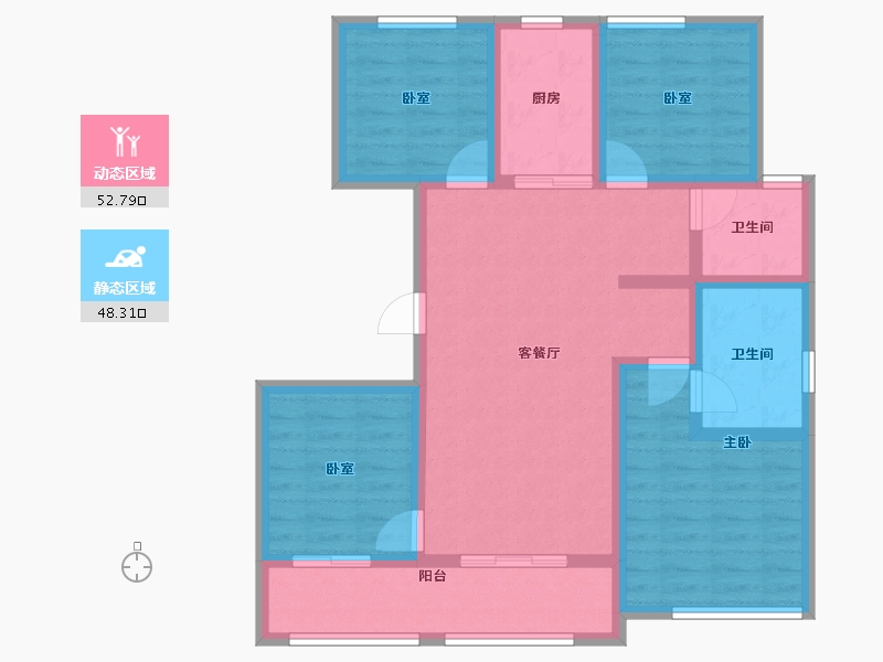 浙江省-湖州市-蓝城桂语兰庭-89.09-户型库-动静分区