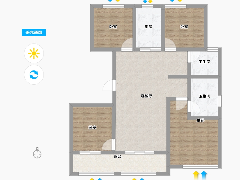 浙江省-湖州市-蓝城桂语兰庭-89.09-户型库-采光通风