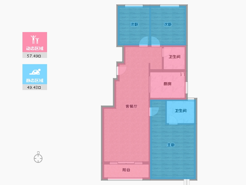 河北省-唐山市-万科公园大道3期-96.00-户型库-动静分区