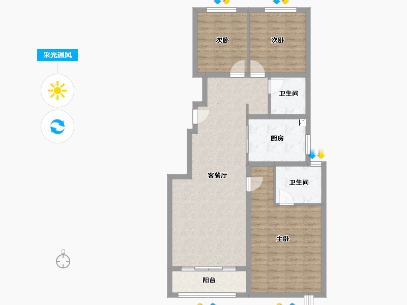 河北省-唐山市-万科公园大道3期-96.00-户型库-采光通风