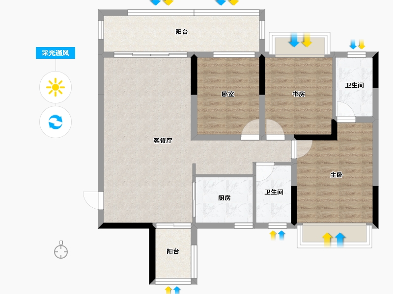 广西壮族自治区-桂林市-交投地产兴进漓江悦府-92.65-户型库-采光通风