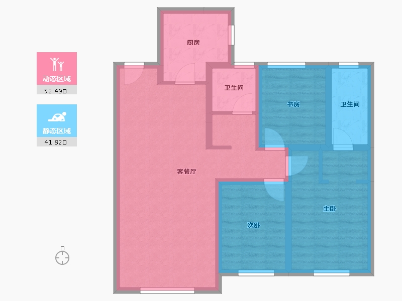 内蒙古自治区-包头市-​建华左岸中心-83.28-户型库-动静分区