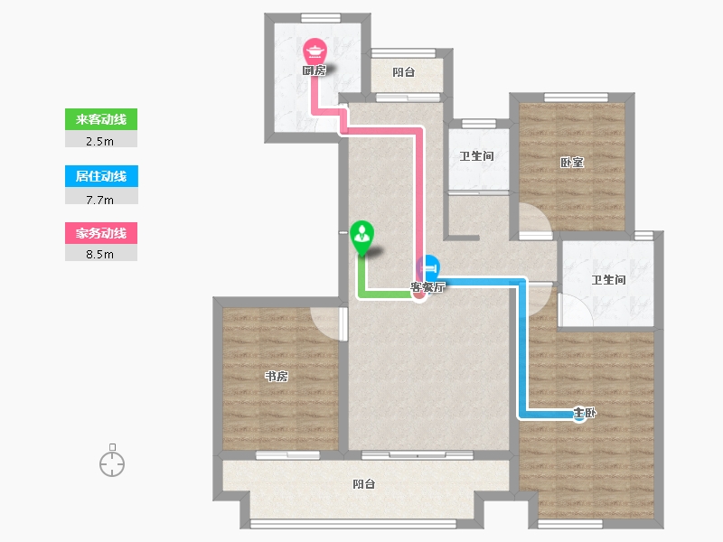 山东省-菏泽市-曹县天润公馆樾府-105.00-户型库-动静线