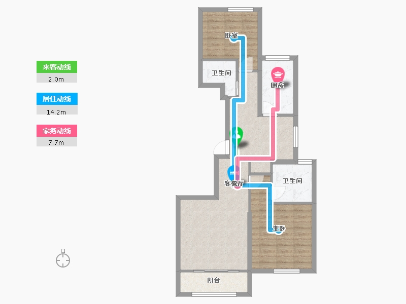 内蒙古自治区-包头市-​正翔滨河-71.79-户型库-动静线