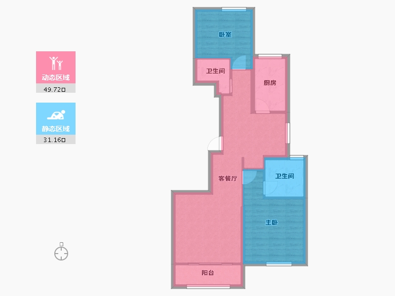 内蒙古自治区-包头市-​正翔滨河-71.79-户型库-动静分区