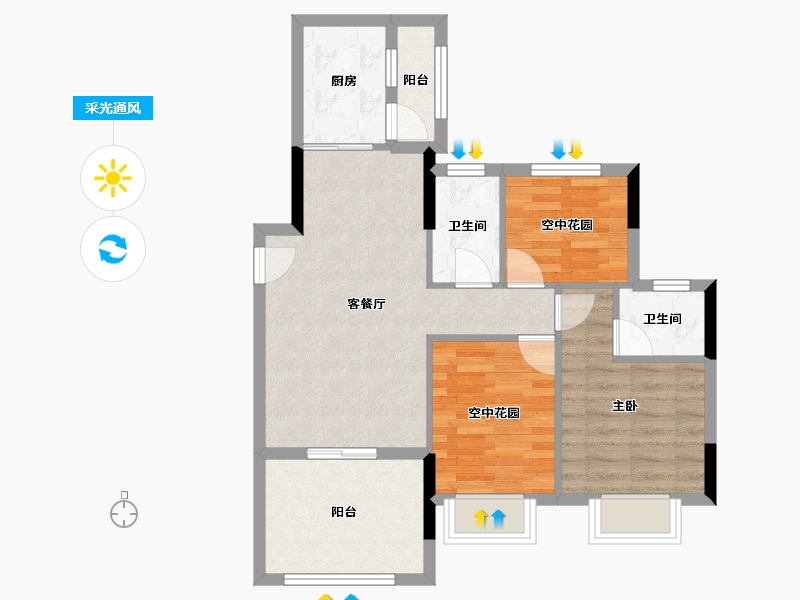 广东省-江门市-新熙花园-70.40-户型库-采光通风