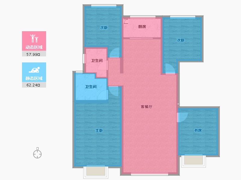 河北省-唐山市-凤城·翡翠湖一期-107.88-户型库-动静分区