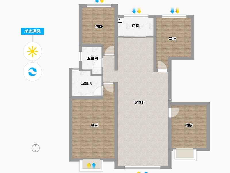 河北省-唐山市-凤城·翡翠湖一期-107.88-户型库-采光通风