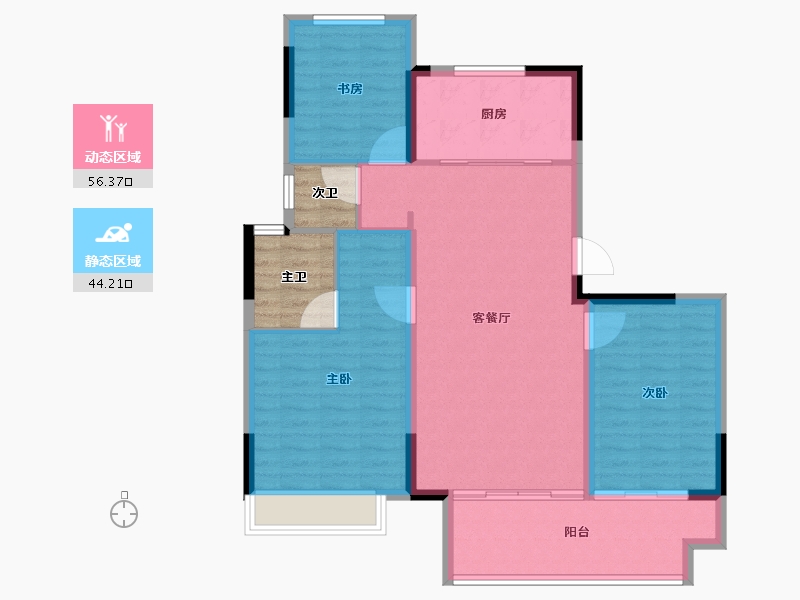 浙江省-湖州市-织里吾悦广场-98.59-户型库-动静分区