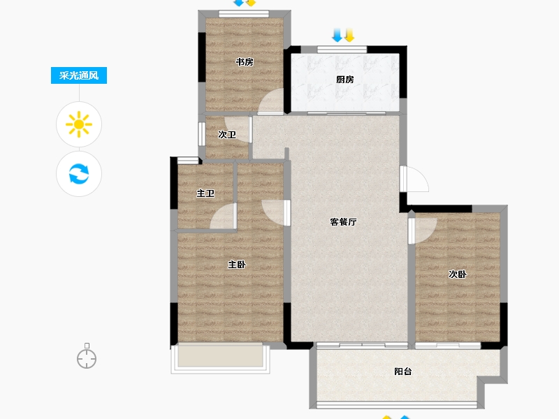 浙江省-湖州市-织里吾悦广场-98.59-户型库-采光通风