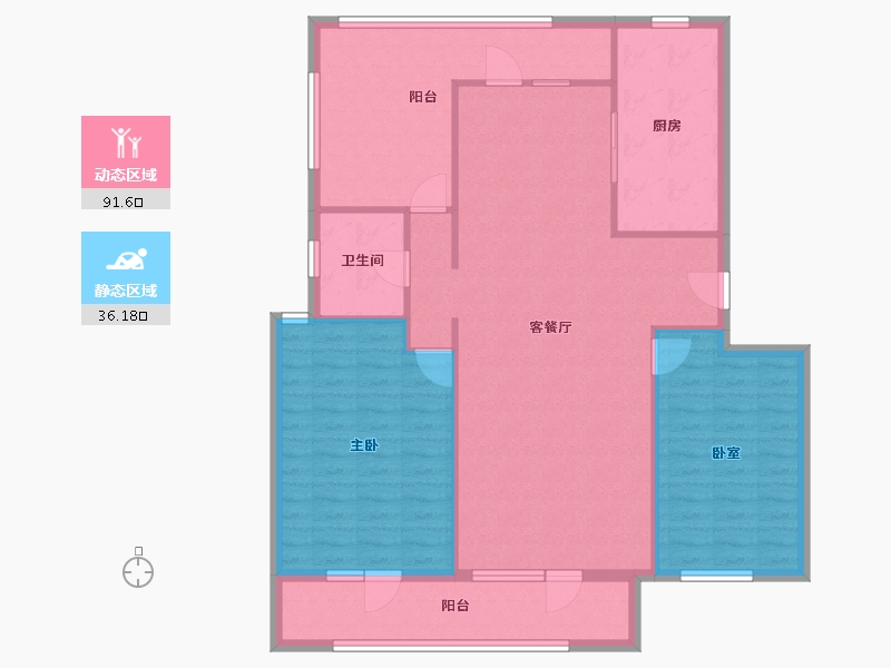 陕西省-西安市-西安财富中心·香江湾-1期-97.00-户型库-动静分区