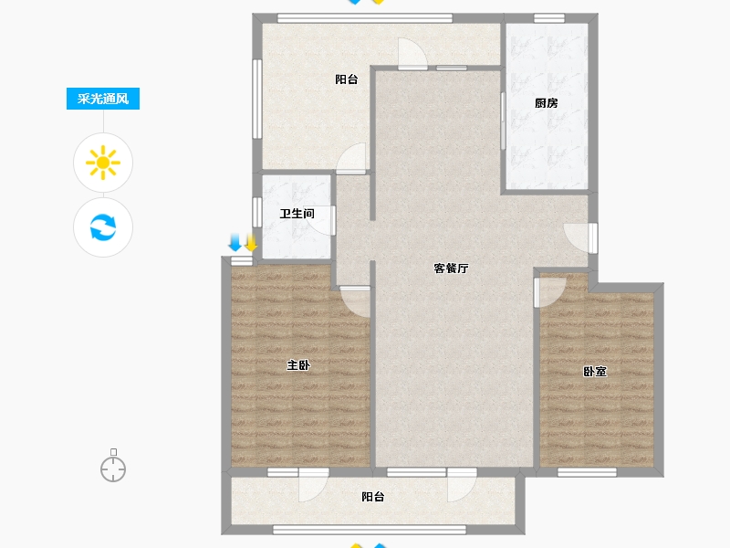 陕西省-西安市-西安财富中心·香江湾-1期-97.00-户型库-采光通风