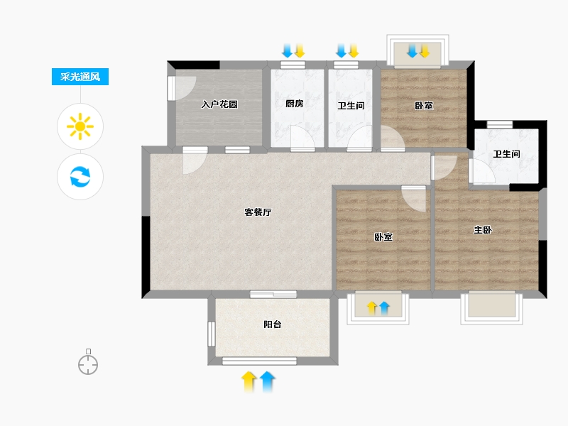 广东省-江门市-文华豪庭-84.30-户型库-采光通风