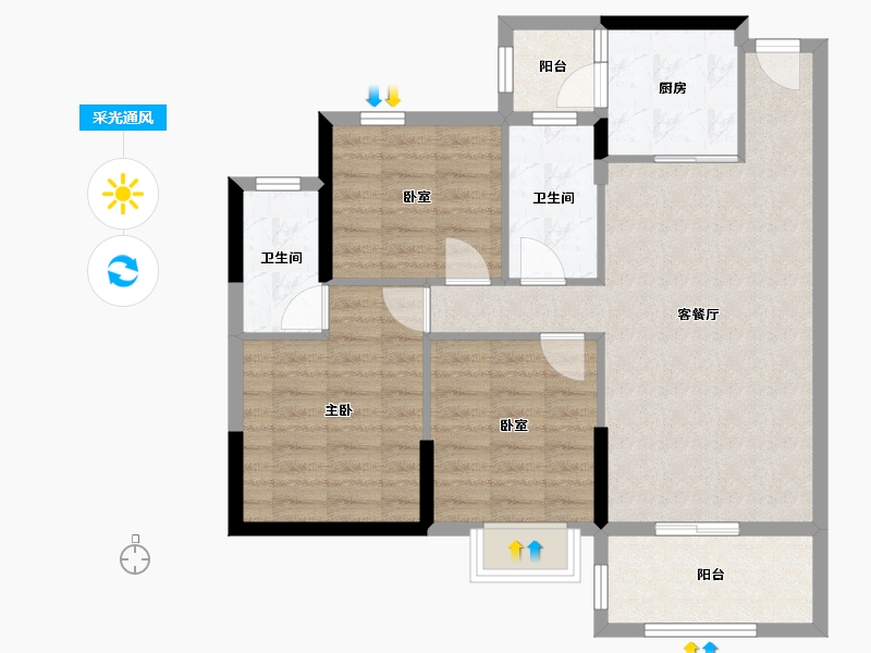 广东省-江门市-文华豪庭-80.59-户型库-采光通风