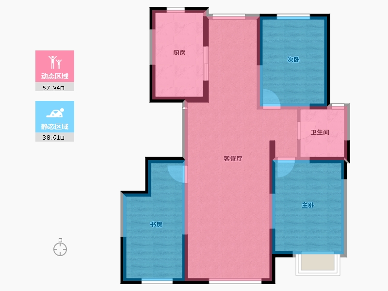 内蒙古自治区-包头市-方兴凤凰台-86.28-户型库-动静分区