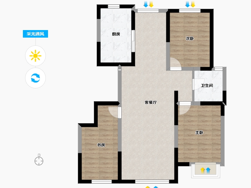 内蒙古自治区-包头市-方兴凤凰台-86.28-户型库-采光通风