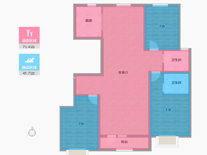 内蒙古自治区-包头市-方兴凤凰台-105.00-户型库-动静分区