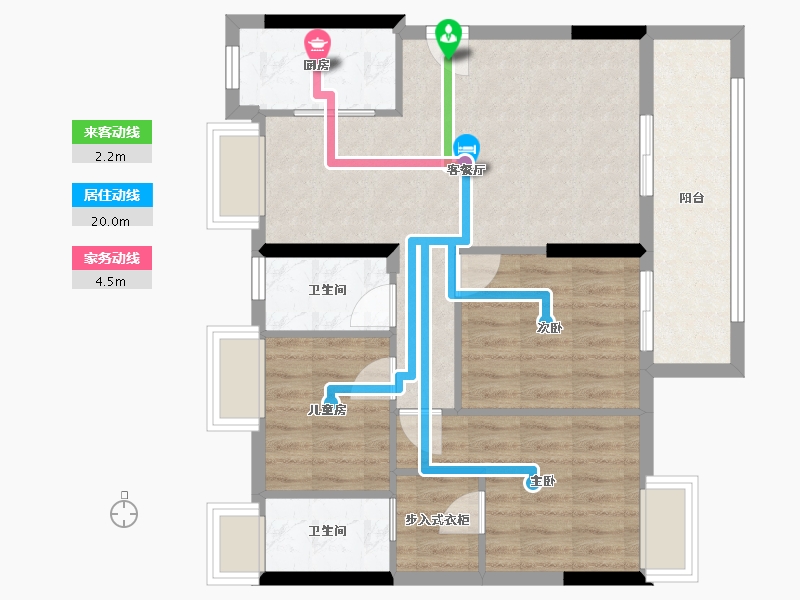 福建省-龙岩市-汀州臻邸-85.00-户型库-动静线