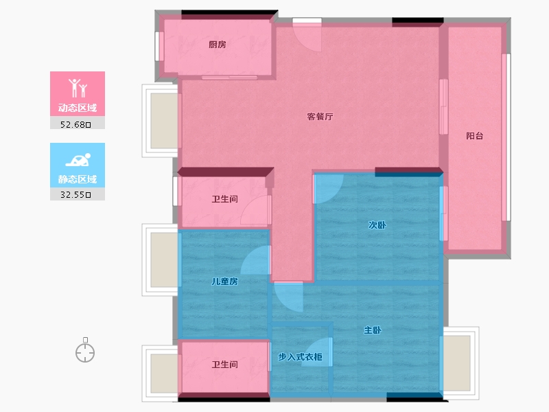 福建省-龙岩市-汀州臻邸-85.00-户型库-动静分区