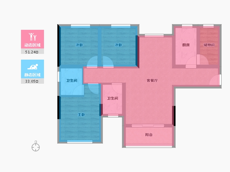 四川省-达州市-海成·西辰云著-73.33-户型库-动静分区