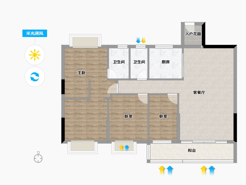 广东省-清远市-佛冈华府-105.10-户型库-采光通风