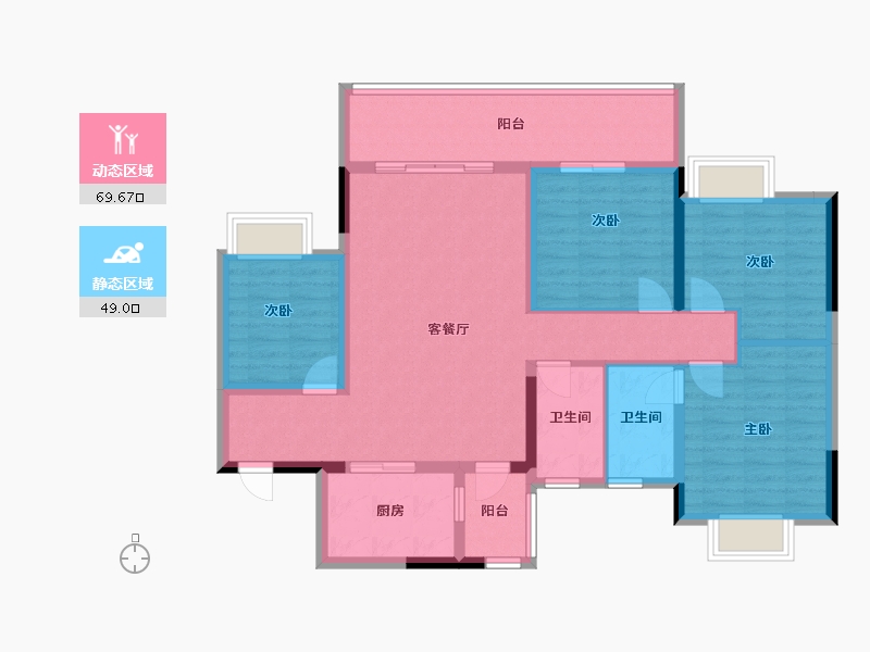 广西壮族自治区-桂林市-彰泰春天里-105.93-户型库-动静分区